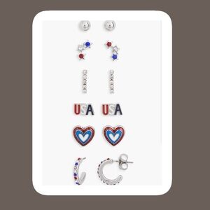 Nordstrom Leith Patriotic USA 4th of July Earring Set. Never worn
